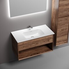 Тумба под раковину Sancos Marmi 1.0 90 см подвесная дуб чарльстон (MR1.090ECH) - фото 4