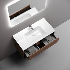 Тумба под раковину Sancos Marmi 1.0 90 см подвесная дуб чарльстон (MR1.090ECH) - фото 3