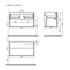 Тумба под раковину Sancos Marmi 1.0 90 см подвесная дуб чарльстон (MR1.090ECH) - фото 2