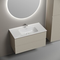 Тумба под раковину Sancos Snob R 90 см подвесная beige soft (SNR90CE) - фото 6