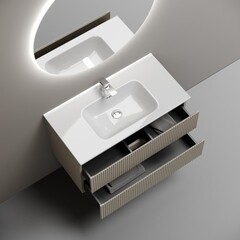 Тумба под раковину Sancos Snob R 90 см подвесная beige soft (SNR90CE) - фото 3