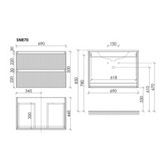 Тумба под раковину Sancos Snob R 70 см подвесная bianco (SNR70W) - фото 2