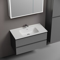 Тумба под раковину Sancos Folk 90 см подвесная grey soft (FL90GS) - фото 4