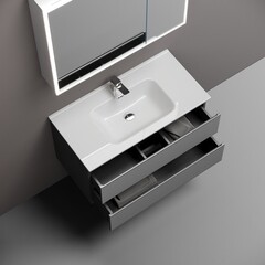 Тумба под раковину Sancos Folk 90 см подвесная grey soft (FL90GS) - фото 3