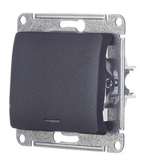 Выключатель Systeme Electric Glossa одноклавишный встраиваемый антрацит с подсветкой (GSL000713) - фото 4