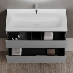 Тумба под раковину Sancos Folk 100 см подвесная ergraut soft (FL100ES) - фото 6