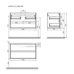 Тумба под раковину Sancos Marmi 2.0 90 см подвесная дуб чарльстон (MR2.090ECH) - фото 2
