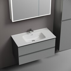 Тумба под раковину Sancos Folk 90 см подвесная ergraut soft (FL90ES) - фото 4