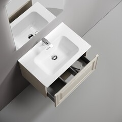 Тумба под раковину Sancos Very 70 см подвесная beige soft (VR70CE) - фото 4