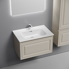 Тумба под раковину Sancos Very 70 см подвесная beige soft (VR70CE) - фото 3