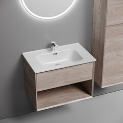 Тумба под раковину Sancos Marmi 1.0 70 см подвесная дуб галифакс натуральный (MR1.070EG) - фото 5