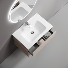 Тумба под раковину Sancos Marmi 1.0 70 см подвесная дуб галифакс натуральный (MR1.070EG) - фото 3