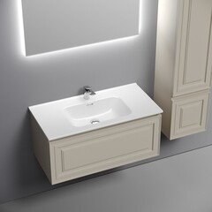 Тумба под раковину Sancos Very 90 см подвесная beige soft (VR90CE) - фото 5