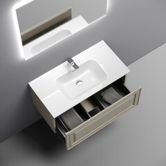 Тумба под раковину Sancos Very 90 см подвесная beige soft (VR90CE) - фото 2