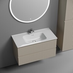 Тумба под раковину Sancos Snob T 90 см подвесная beige soft (SNT90CE) - фото 4