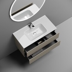 Тумба под раковину Sancos Snob T 90 см подвесная beige soft (SNT90CE) - фото 2