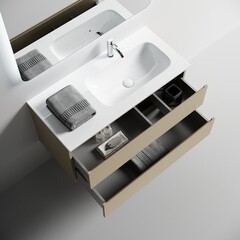 Тумба под раковину Sancos Folk 100 см подвесная правая капучино (FL100RCP) - фото 2