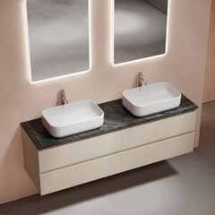 Тумба под раковину Sancos Snob T 80 см подвесная beige soft (SNT80CE) - фото 3