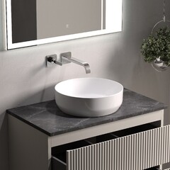 Тумба под раковину Sancos Snob R 80 см подвесная beige soft (SNR80CE) - фото 3