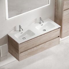 Тумба под раковину Sancos Libra 120 см подвесная дуб галифакс натуральный (LB120-2EG) - фото 4