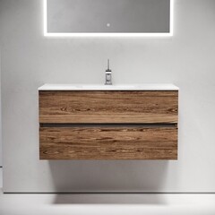 Тумба под раковину Sancos Urban 100 см подвесная дуб чарльстон (UR100ECH) - фото 6