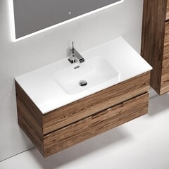 Тумба под раковину Sancos Urban 100 см подвесная дуб чарльстон (UR100ECH) - фото 4