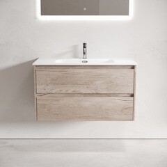 Тумба под раковину Sancos Libra 90 см подвесная дуб галифакс натуральный (LB90EG) - фото 4