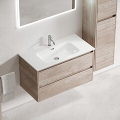 Тумба под раковину Sancos Libra 90 см подвесная дуб галифакс натуральный (LB90EG) - фото 5