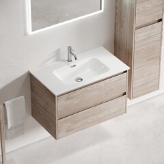 Тумба под раковину Sancos Libra 80 см подвесная дуб галифакс натуральный (LB80EG) - фото 4