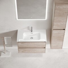 Тумба под раковину Sancos Libra 80 см подвесная дуб галифакс натуральный (LB80EG) - фото 2