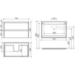Тумба под раковину Sancos Libra 80 см подвесная белая (LB80W) - фото 2