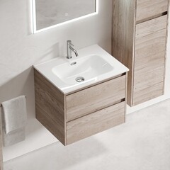 Тумба под раковину Sancos Libra 60 см подвесная дуб галифакс натуральный (LB60EG) - фото 5