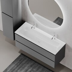 Тумба под раковину Sancos Folk 120 см подвесная grey soft (FL120GS) - фото 6