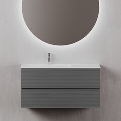 Тумба под раковину Sancos Folk 100 см подвесная левая grey soft (FL100LGS) - фото 7