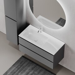 Тумба под раковину Sancos Folk 100 см подвесная левая grey soft (FL100LGS) - фото 6