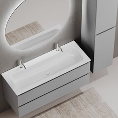 Тумба под раковину Sancos Folk 120 см подвесная ergraut soft (FL120ES) - фото 16