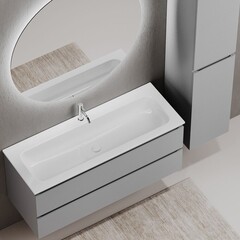 Тумба под раковину Sancos Folk 120 см подвесная ergraut soft (FL120ES) - фото 15