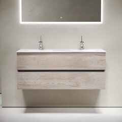 Тумба под раковину Sancos Urban 120 см подвесная дуб галифакс натуральный (UR120-2EG) - фото 7