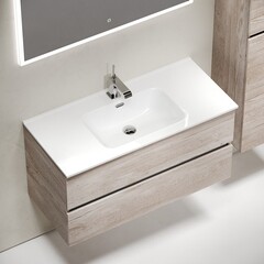 Тумба под раковину Sancos Urban 100 см подвесная дуб галифакс натуральный (UR100EG) - фото 6