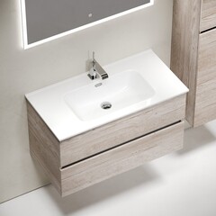 Тумба под раковину Sancos Urban 90 см подвесная дуб галифакс натуральный (UR90EG) - фото 6