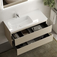 Тумба под раковину Sancos Snob R 100 см подвесная левая beige soft (SNR100LCE) - фото 7