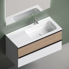 Тумба под раковину Sancos Delta 100 см подвесная правая дуб светлый/белая (DL100RW) - фото 3