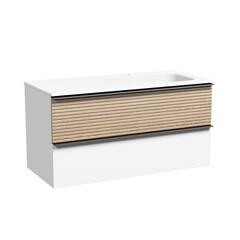 Тумба под раковину Sancos Delta 100 см подвесная правая дуб светлый/белая (DL100RW) - фото 1