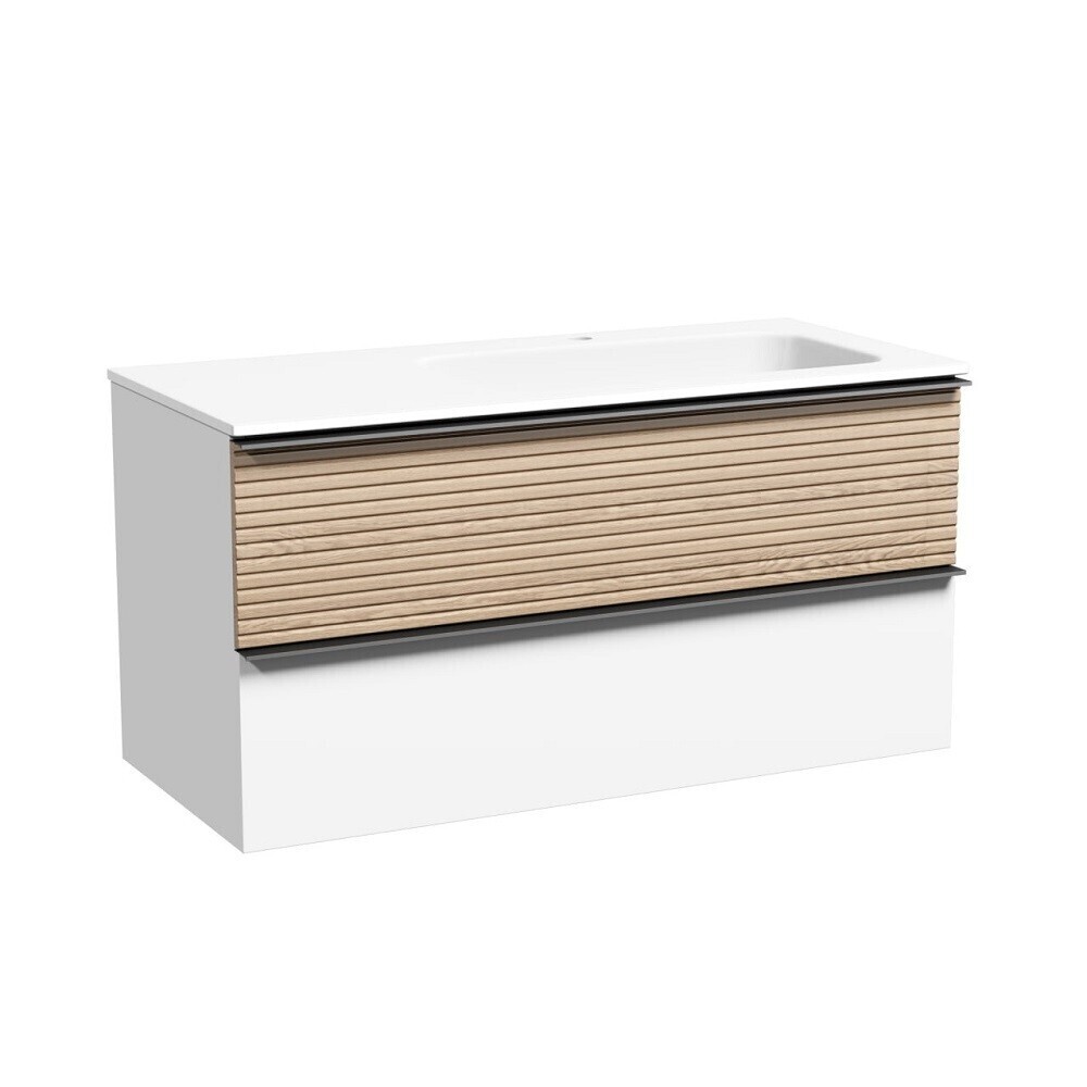 Тумба под раковину Sancos Delta 100 см подвесная правая дуб светлый/белая (DL100RW)