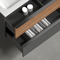 Тумба под раковину Sancos Delta 60 см подвесная дуб красный/графит (DL60GR) - фото 5