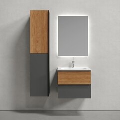 Тумба под раковину Sancos Delta 60 см подвесная дуб красный/графит (DL60GR) - фото 3