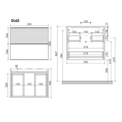 Тумба под раковину Sancos Delta 60 см подвесная дуб красный/графит (DL60GR) - фото 2