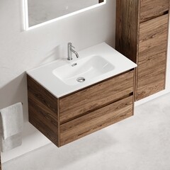 Тумба под раковину Sancos Libra 80 см подвесная дуб чарльстон (LB80ECH) - фото 5