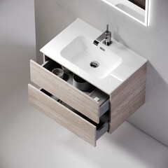 Тумба под раковину Sancos Urban 60 см подвесная дуб галифакс натуральный (UR60EG) - фото 5