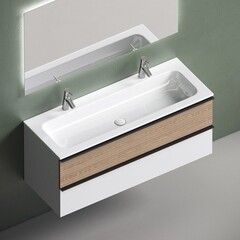 Тумба под раковину Sancos Delta 120 см подвесная дуб светлый/белая (DL120W) - фото 6